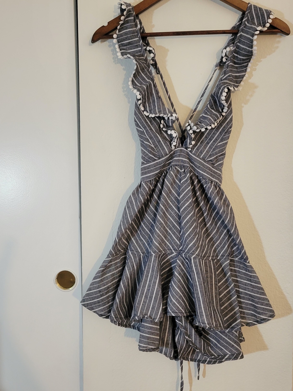 The Vintage Shop Gray Striped Ruffle